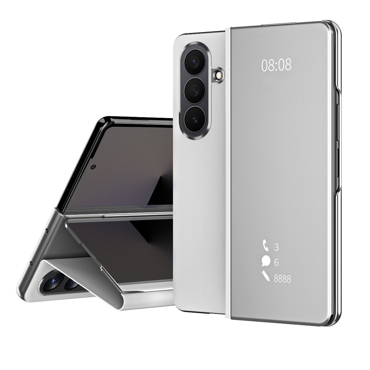 Smart Mirror Clear View Flip Case Luxury Magnetic Leather Kickstand Shockproof Cover For Galaxy Z Fold 7/6/5/4/3