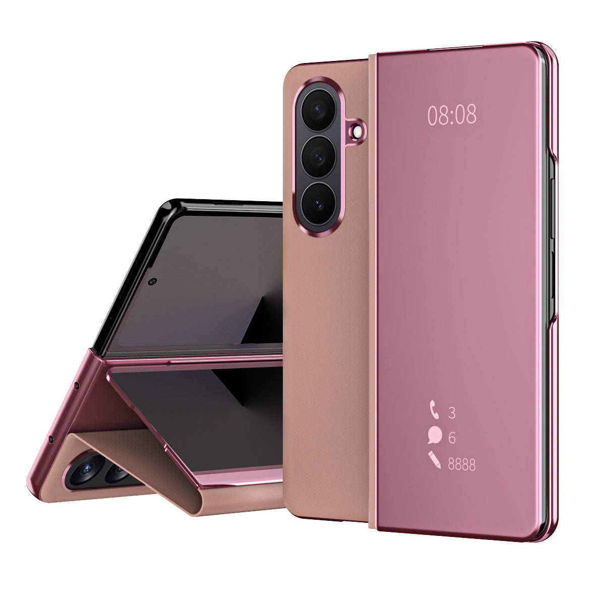 Smart Mirror Clear View Flip Case Luxury Magnetic Leather Kickstand Shockproof Cover For Galaxy Z Fold 7/6/5/4/3