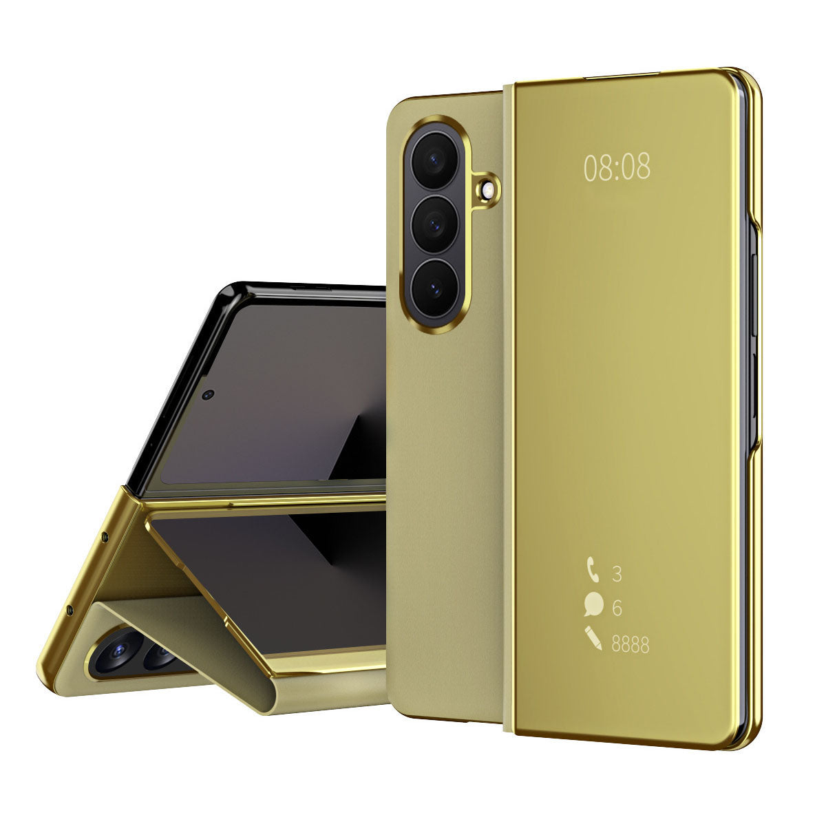 Smart Mirror Clear View Flip Case Luxury Magnetic Leather Kickstand Shockproof Cover For Galaxy Z Fold 7/6/5/4/3