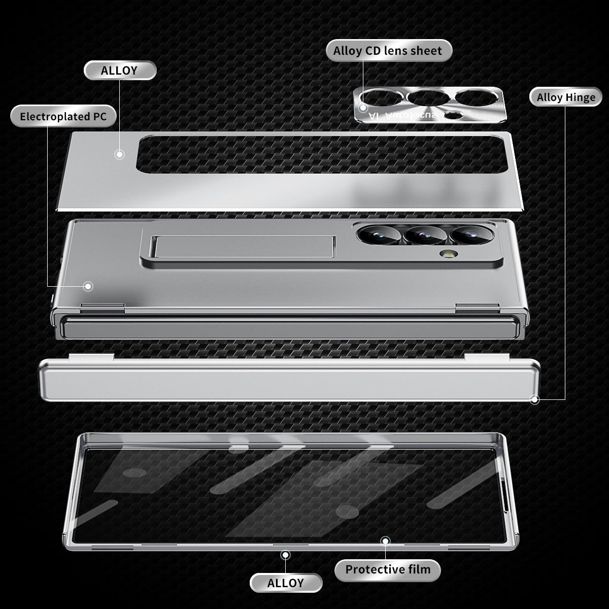 Aluminum Alloy Electroplating Shockproof Phone Case For Galaxy Z Fold 7/6/5/4/3