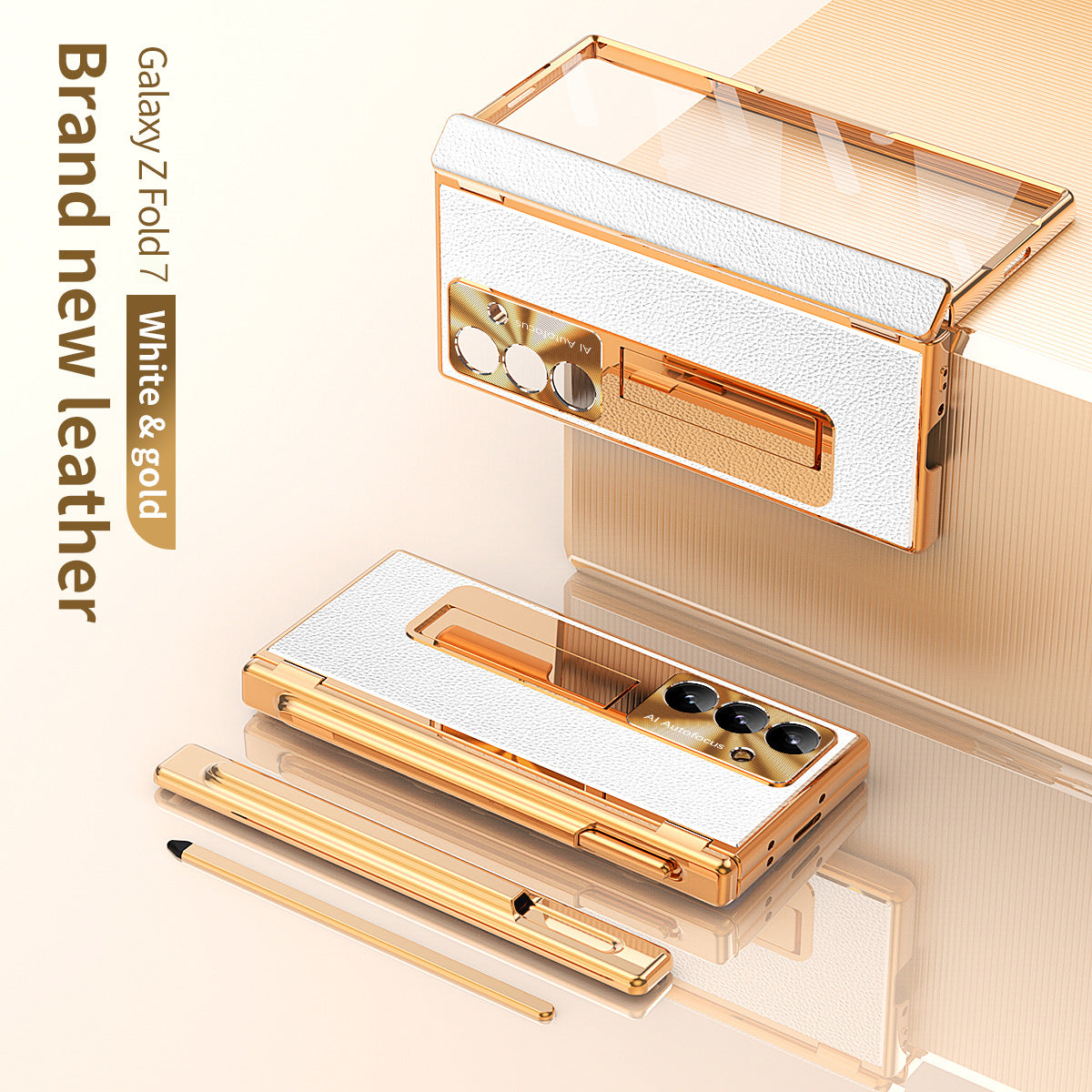 Aluminum Alloy Frame Magnetic Bracket All-Inclusive Electroplating Leather Cover For Galaxy Z Fold 7/6/5/4/3