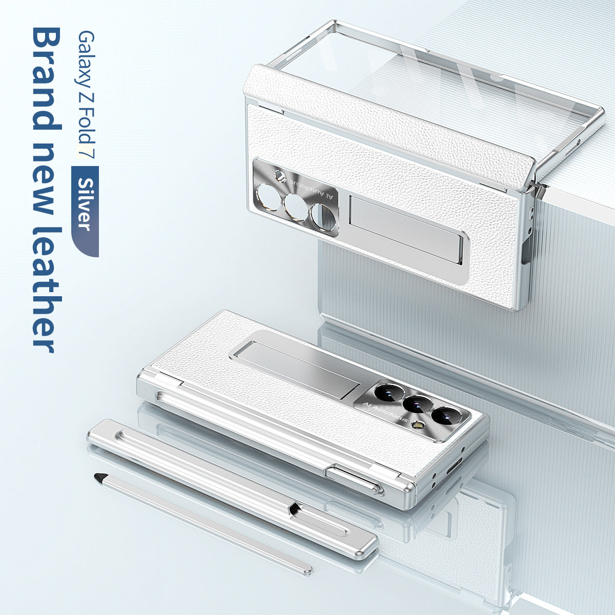 Aluminum Alloy Frame Magnetic Bracket All-Inclusive Electroplating Leather Cover For Galaxy Z Fold 7/6/5/4/3