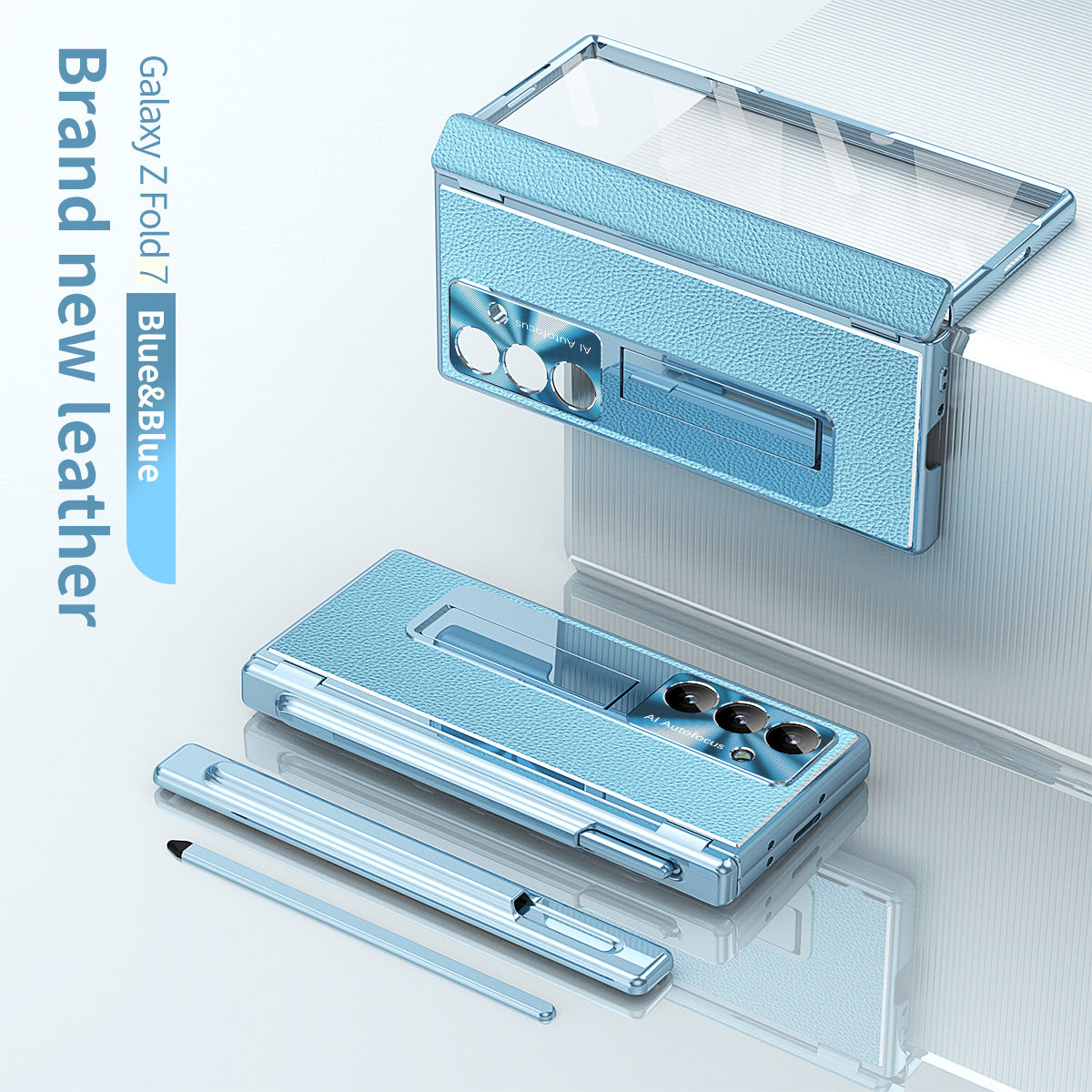 Aluminum Alloy Frame Magnetic Bracket All-Inclusive Electroplating Leather Cover For Galaxy Z Fold 7/6/5/4/3