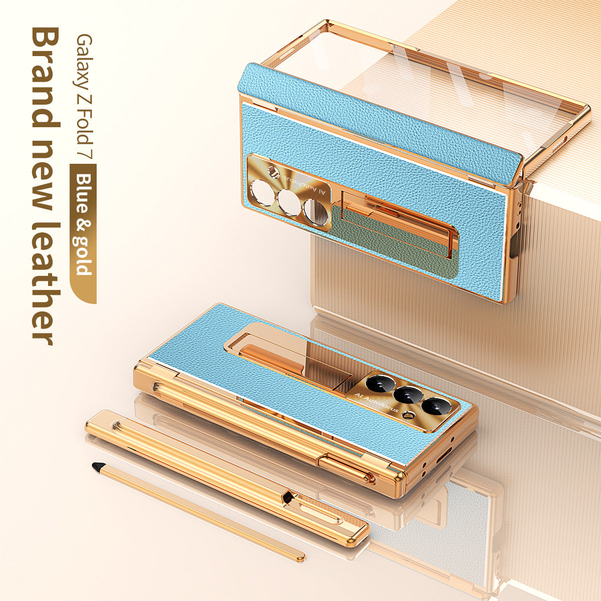 Aluminum Alloy Frame Magnetic Bracket All-Inclusive Electroplating Leather Cover For Galaxy Z Fold 7/6/5/4/3