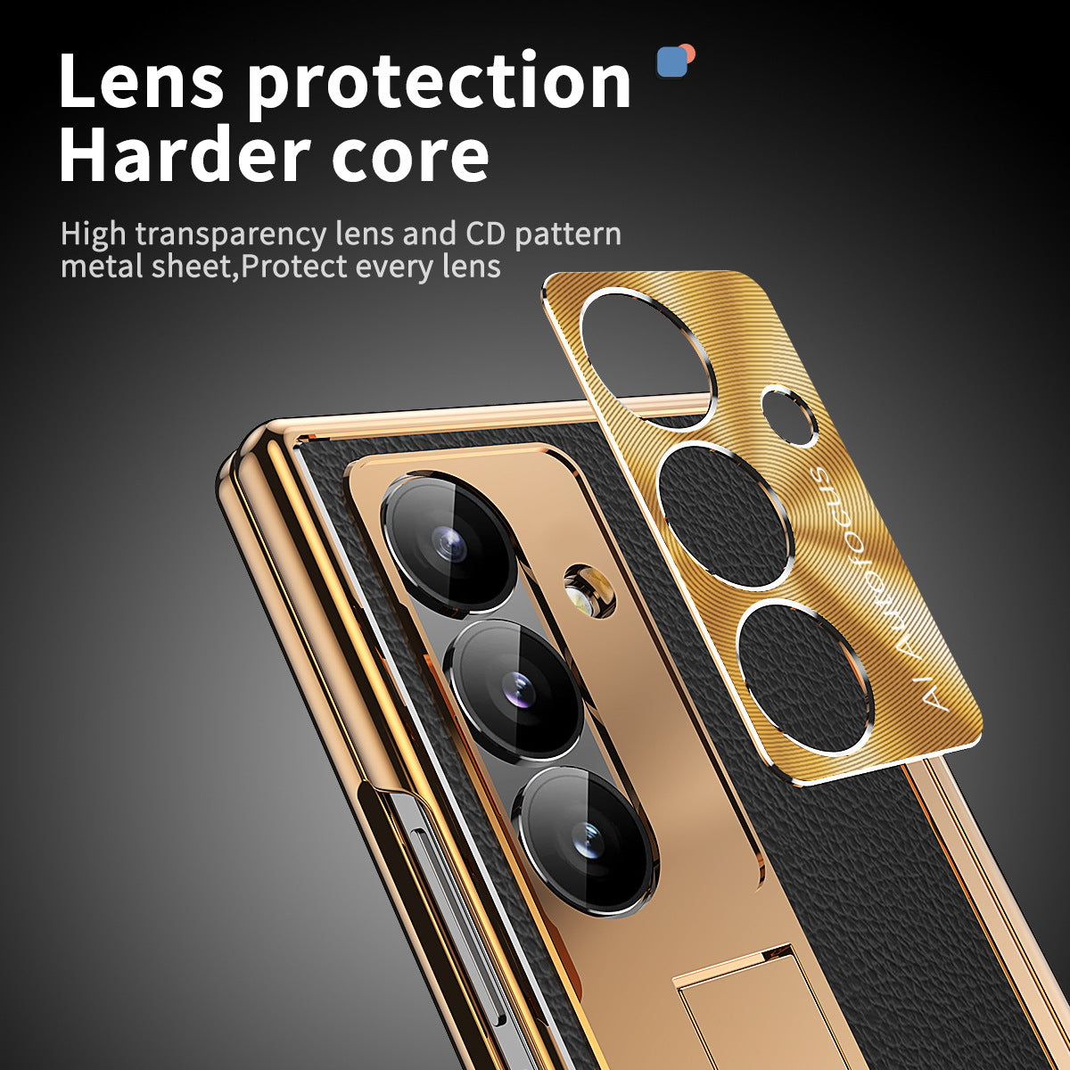 Aluminum Alloy Frame Magnetic Bracket All-Inclusive Electroplating Leather Cover For Galaxy Z Fold 8/7/6/5/4/3