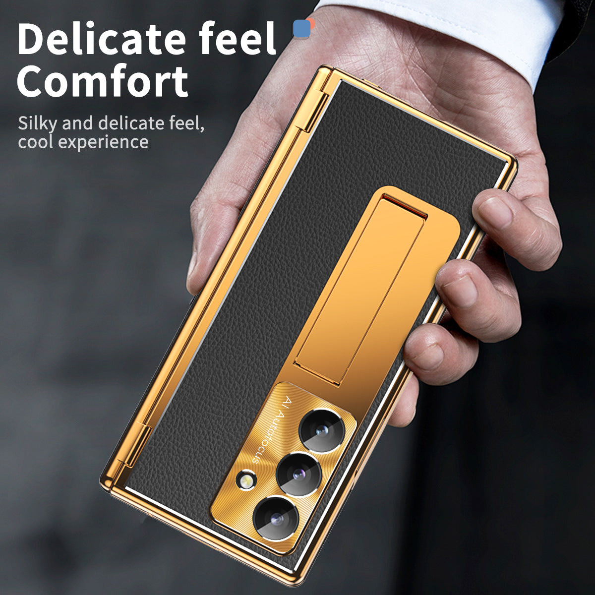 Aluminum Alloy Frame Magnetic Bracket All-Inclusive Electroplating Leather Cover For Galaxy Z Fold 8/7/6/5/4/3