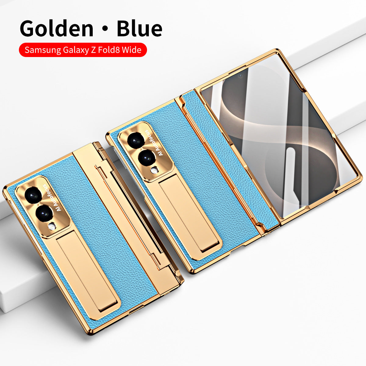 Luxury Leather Magnetic Bracket Shell Electroplated Phone Case With Screen Protector For Galaxy Z Fold 8/7/6/5/4/3 Wide Ultra