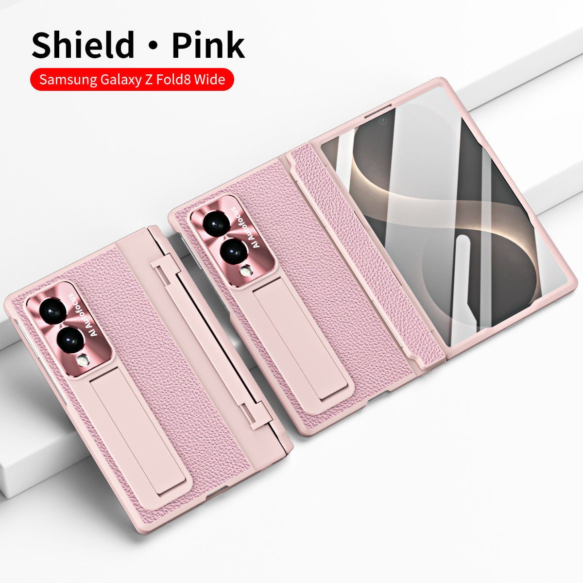 Luxury Leather Magnetic Bracket Shell Electroplated Phone Case With Screen Protector For Galaxy Z Fold 8/7/6/5/4/3 Wide Ultra