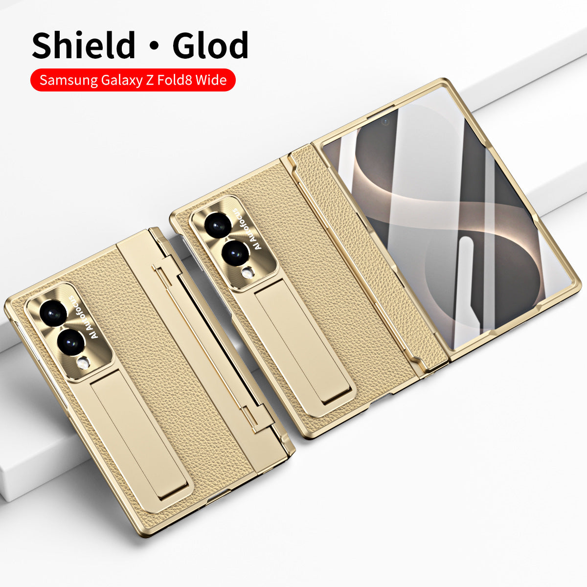 Luxury Leather Magnetic Bracket Shell Electroplated Phone Case With Screen Protector For Galaxy Z Fold 8/7/6/5/4/3 Wide Ultra