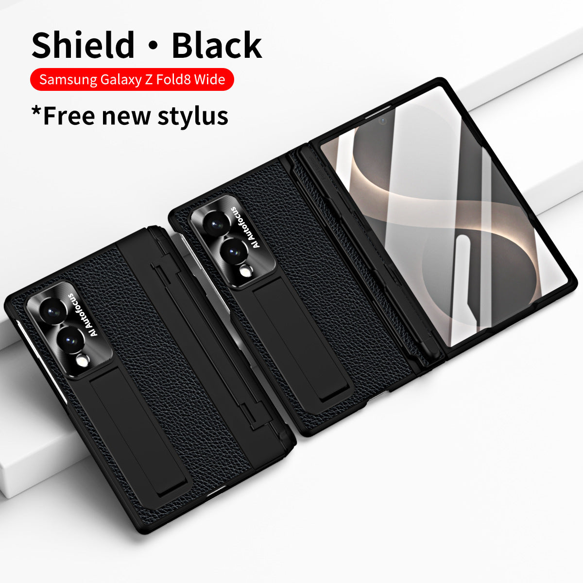 Luxury Leather Magnetic Bracket Shell Electroplated Phone Case With Screen Protector For Galaxy Z Fold 8/7/6/5/4/3 Wide Ultra