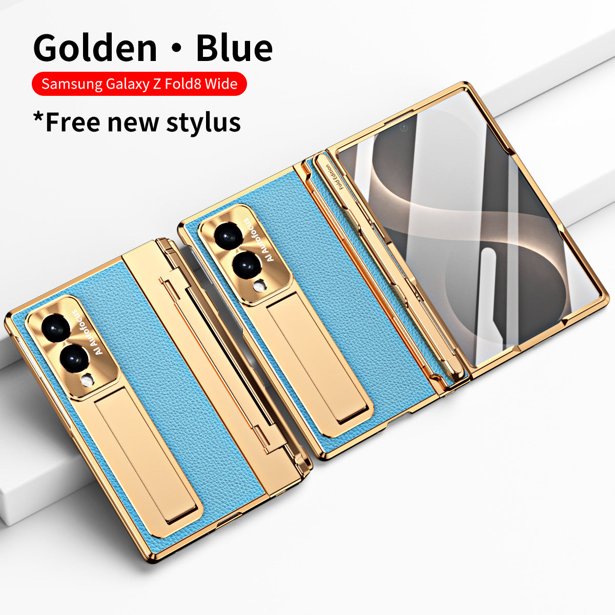 Luxury Leather Magnetic Bracket Shell Electroplated Phone Case With Screen Protector For Galaxy Z Fold 8/7/6/5/4/3 Wide Ultra