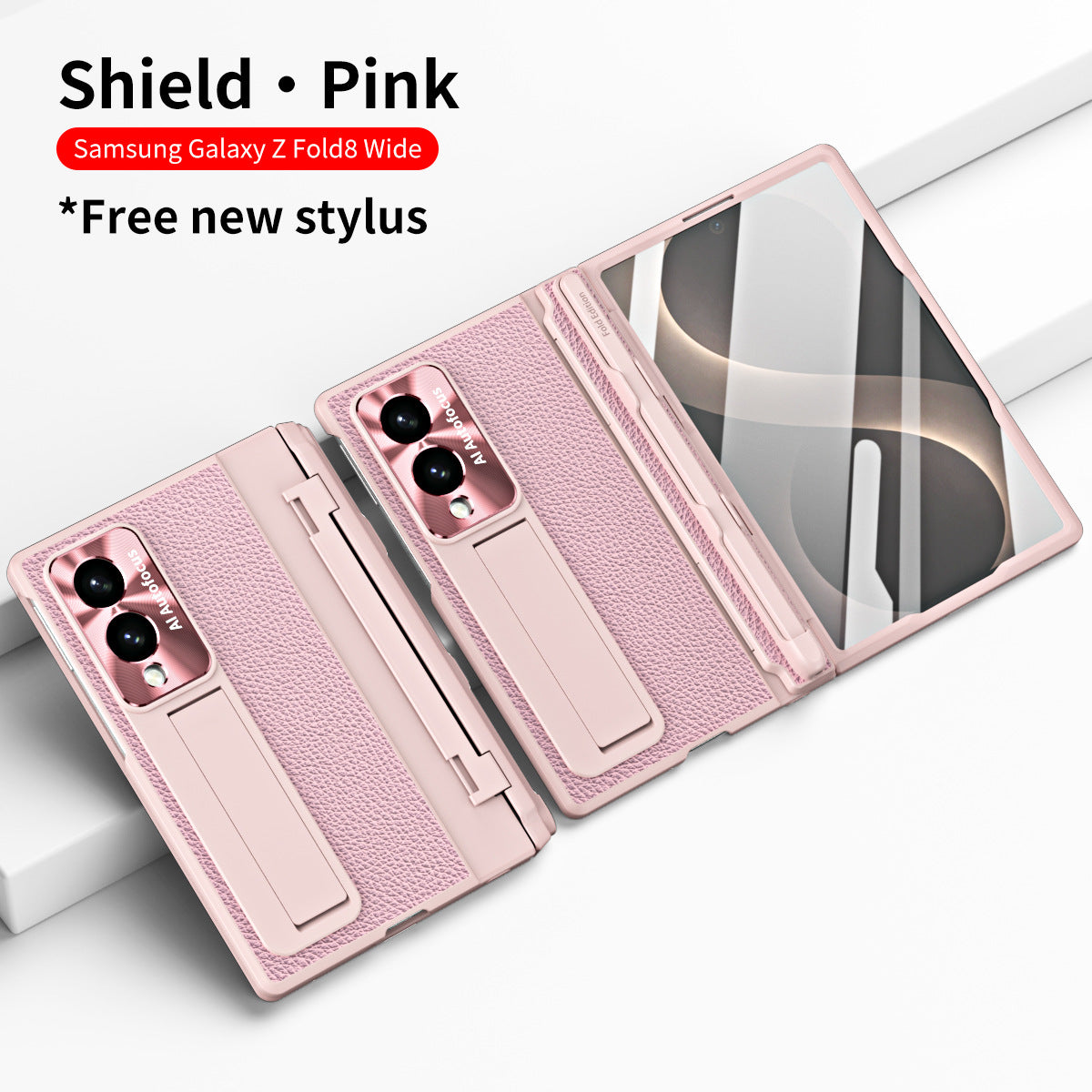 Luxury Leather Magnetic Bracket Shell Electroplated Phone Case With Screen Protector For Galaxy Z Fold 8/7/6/5/4/3 Wide Ultra