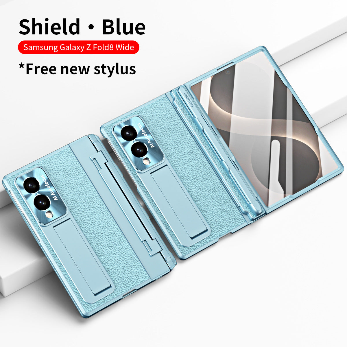 Luxury Leather Magnetic Bracket Shell Electroplated Phone Case With Screen Protector For Galaxy Z Fold 8/7/6/5/4/3 Wide Ultra
