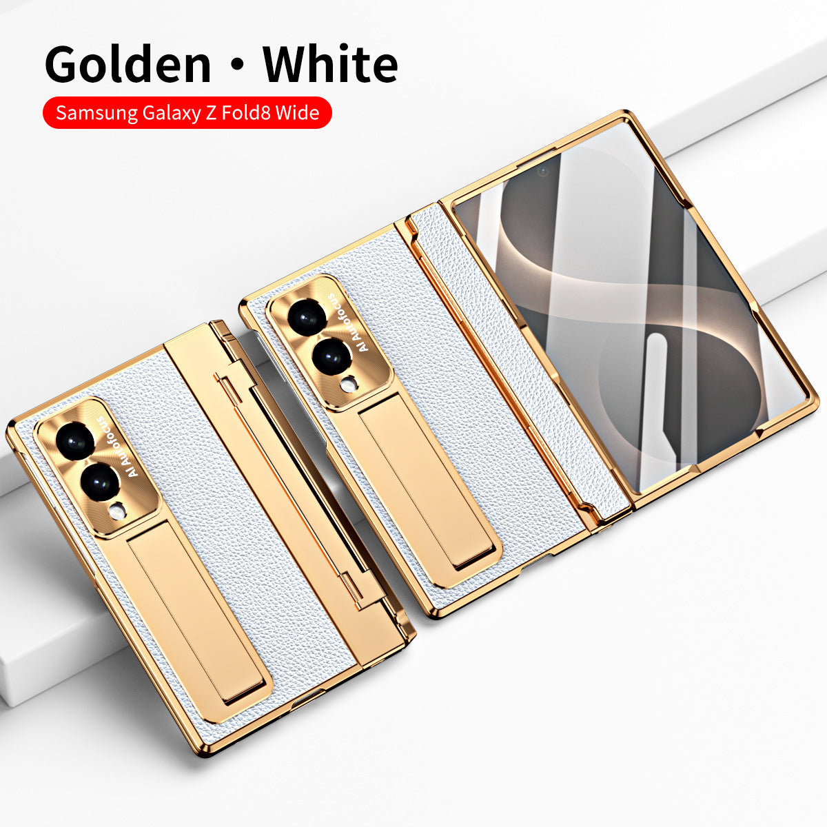 Luxury Leather Magnetic Bracket Shell Electroplated Phone Case With Screen Protector For Galaxy Z Fold 8/7/6/5/4/3 Wide Ultra