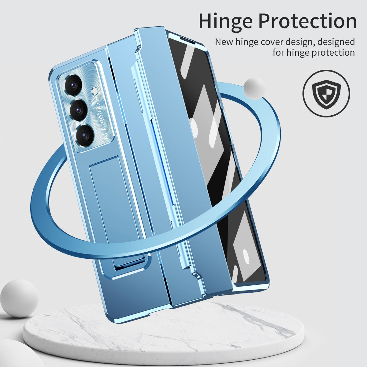 Golden Armor Hinge Magnetic Bracket Protective Phone Case With Front Protection Film For Galaxy Z Fold 7/6/5/4/3