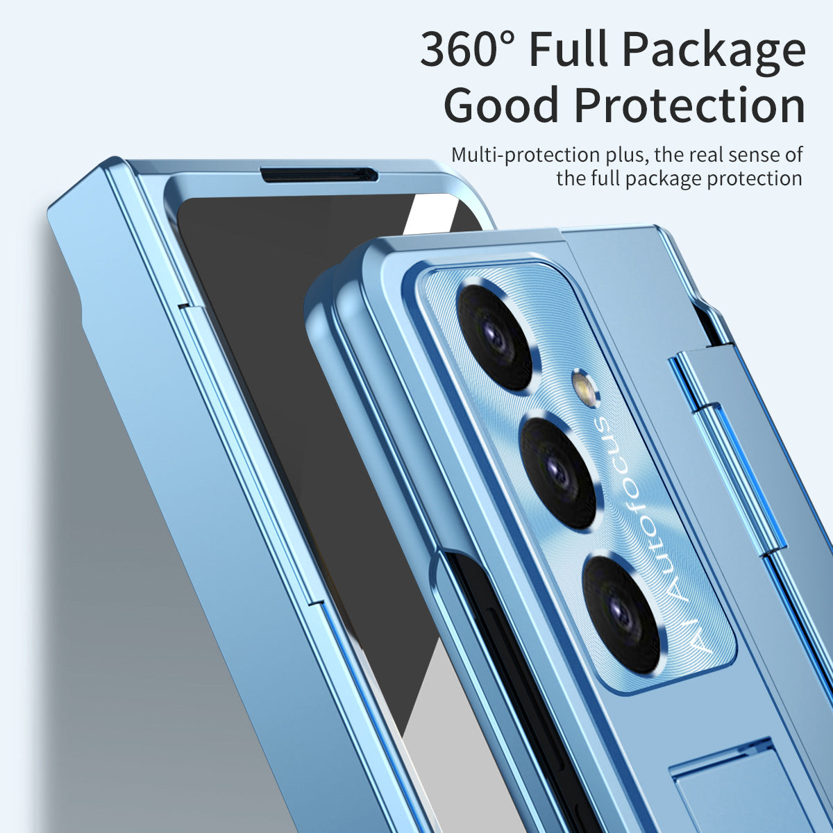 Golden Armor Hinge Magnetic Bracket Protective Phone Case With Front Protection Film For Galaxy Z Fold 7/6/5/4/3