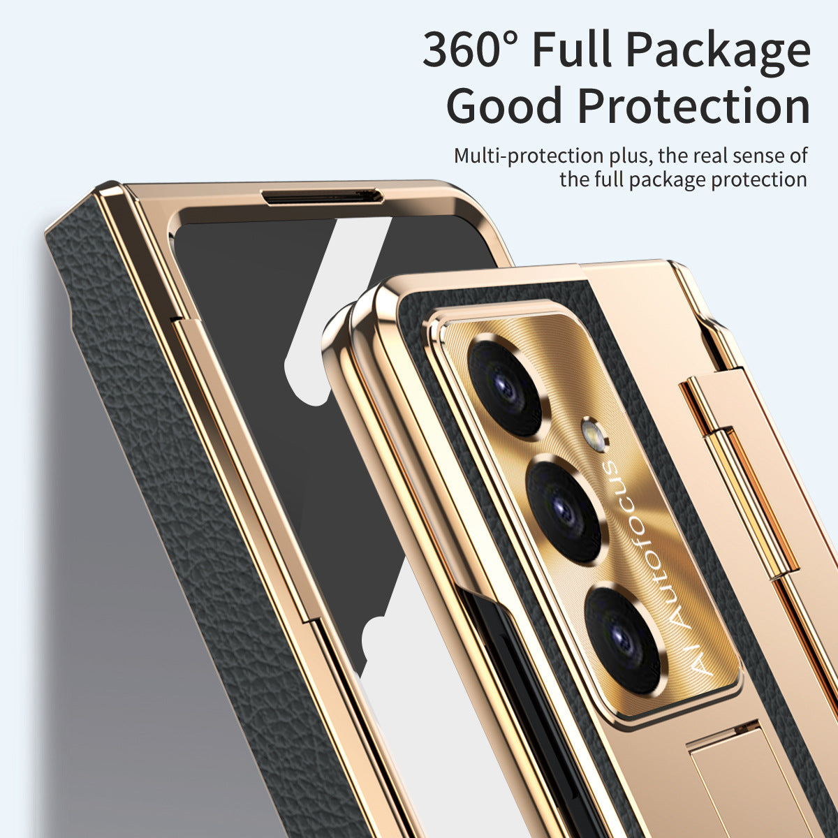 Luxury Leather Magnetic Bracket Shell Electroplated Phone Case For Galaxy Z Fold 7/6/5/4/3 With Back Screen Glass