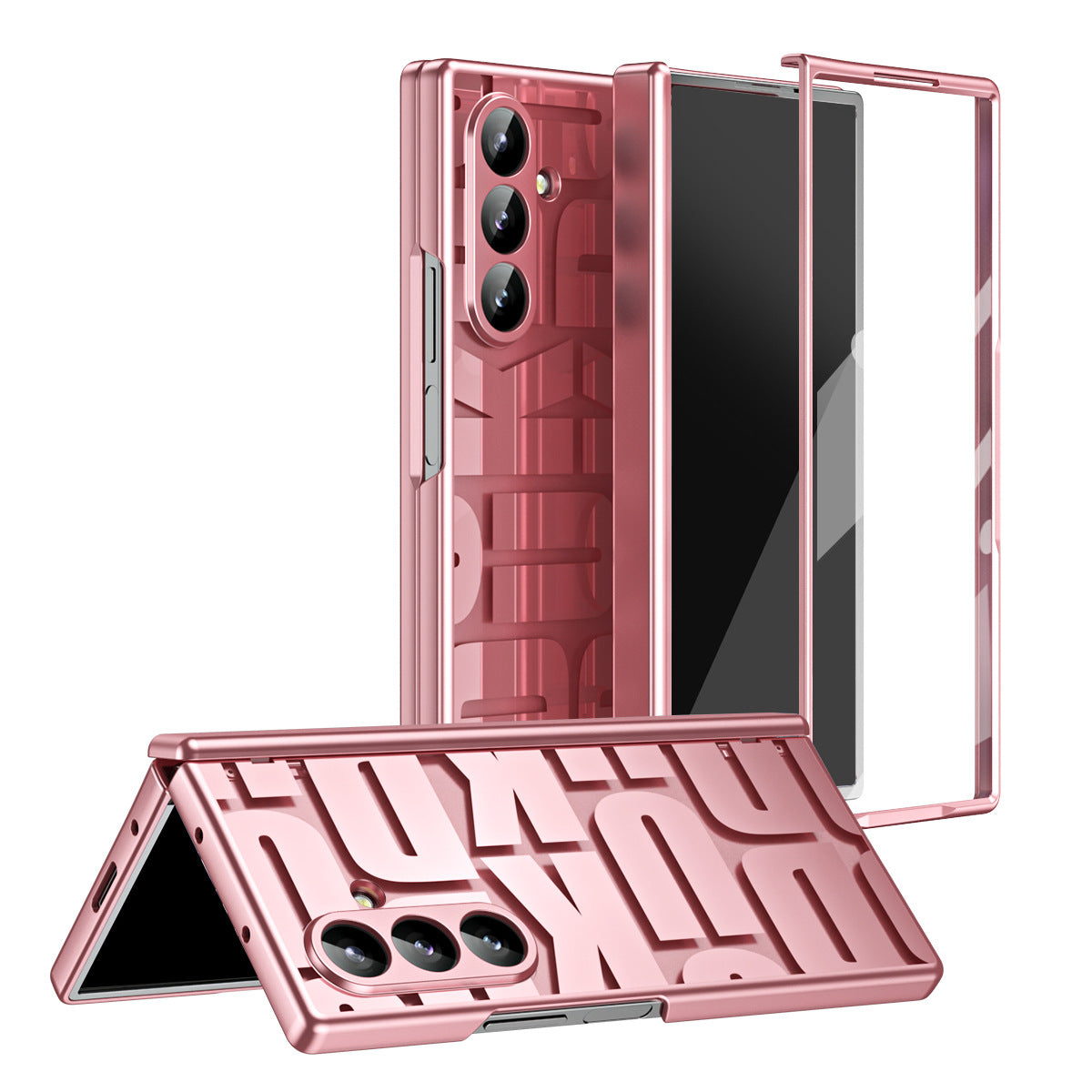 Trend Design Phantom Plating Hinge Protection Phone Case With Screen Film For Galaxy Z Fold 7/6/5/4/3