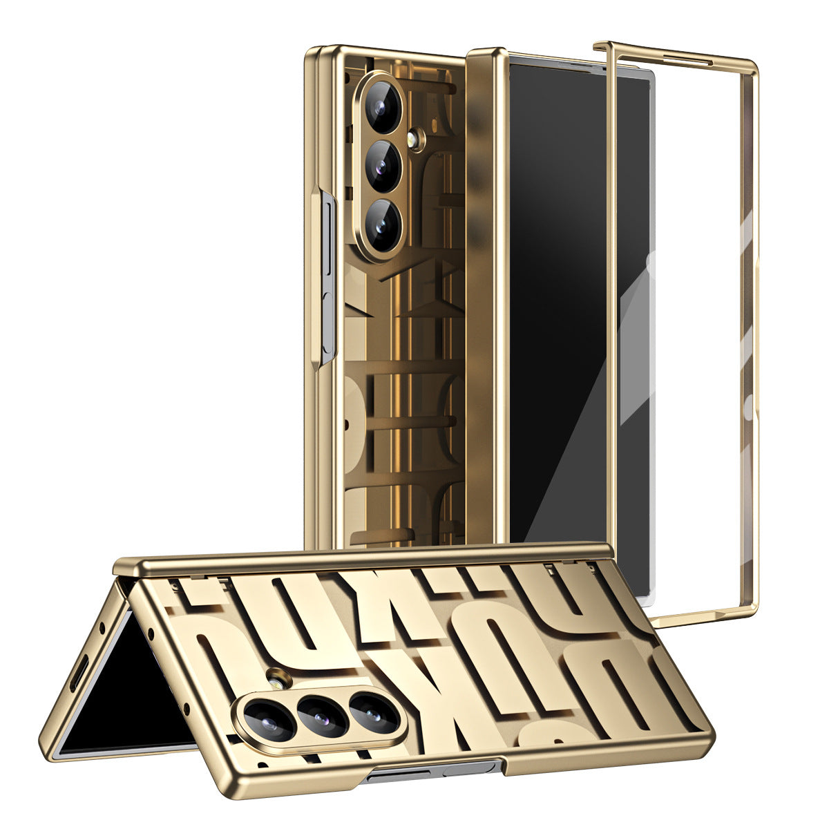 Trend Design Phantom Plating Hinge Protection Phone Case With Screen Film For Galaxy Z Fold 7/6/5/4/3