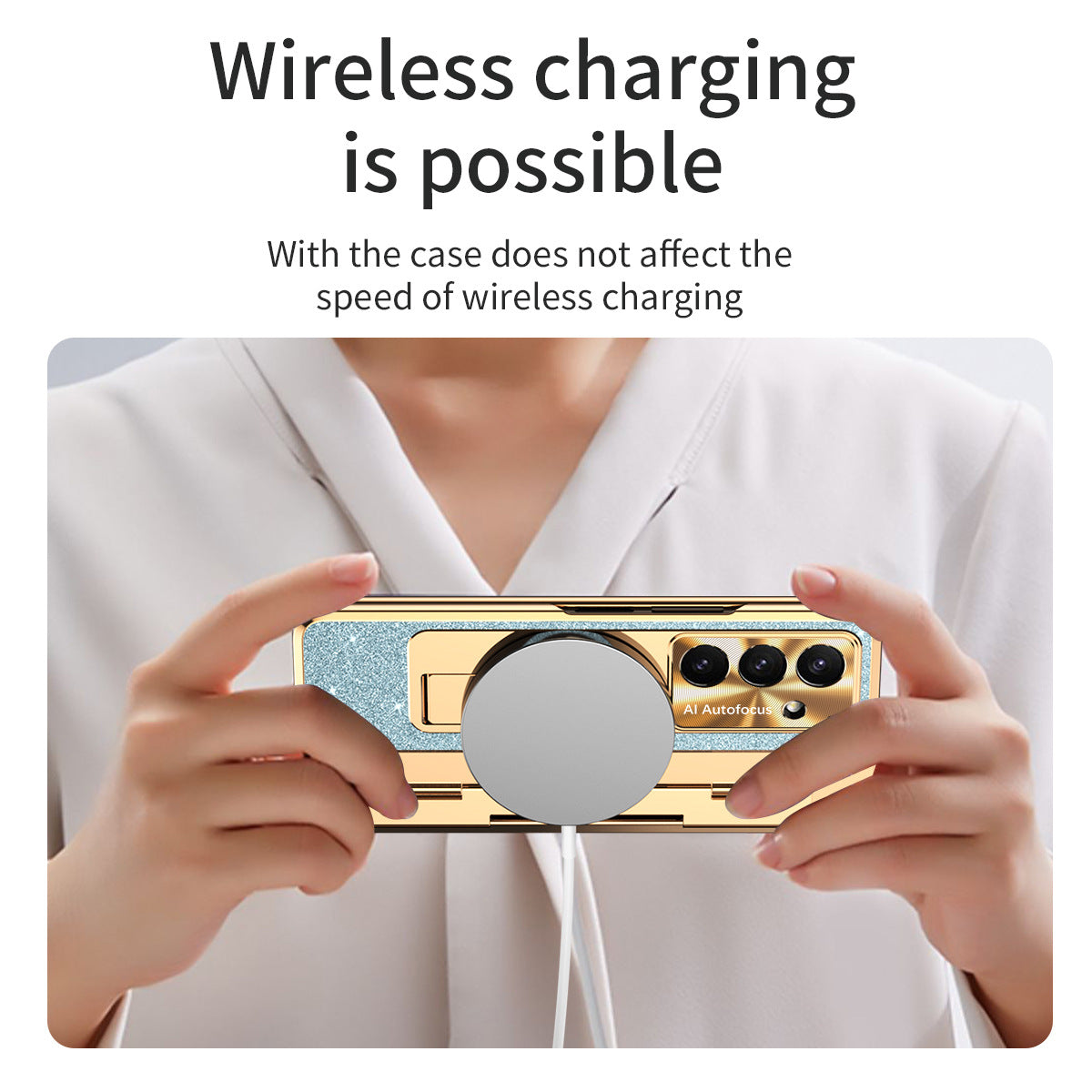 Luxury Crystal Gold Electroplated Shockproof Phone Case With Screen Protector For Galaxy Z Fold 7/6/5/4/3