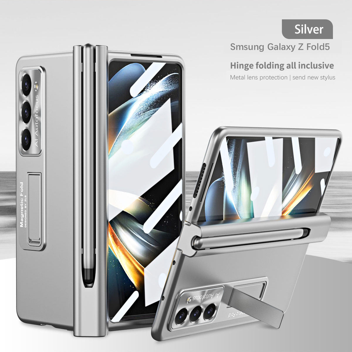 Magnetic Hinge Bracket Anti-fall Protective Phone Case With Stylus And Film For Samsung Galaxy Z Fold 5/4/3 - Mycasety Mycasety
