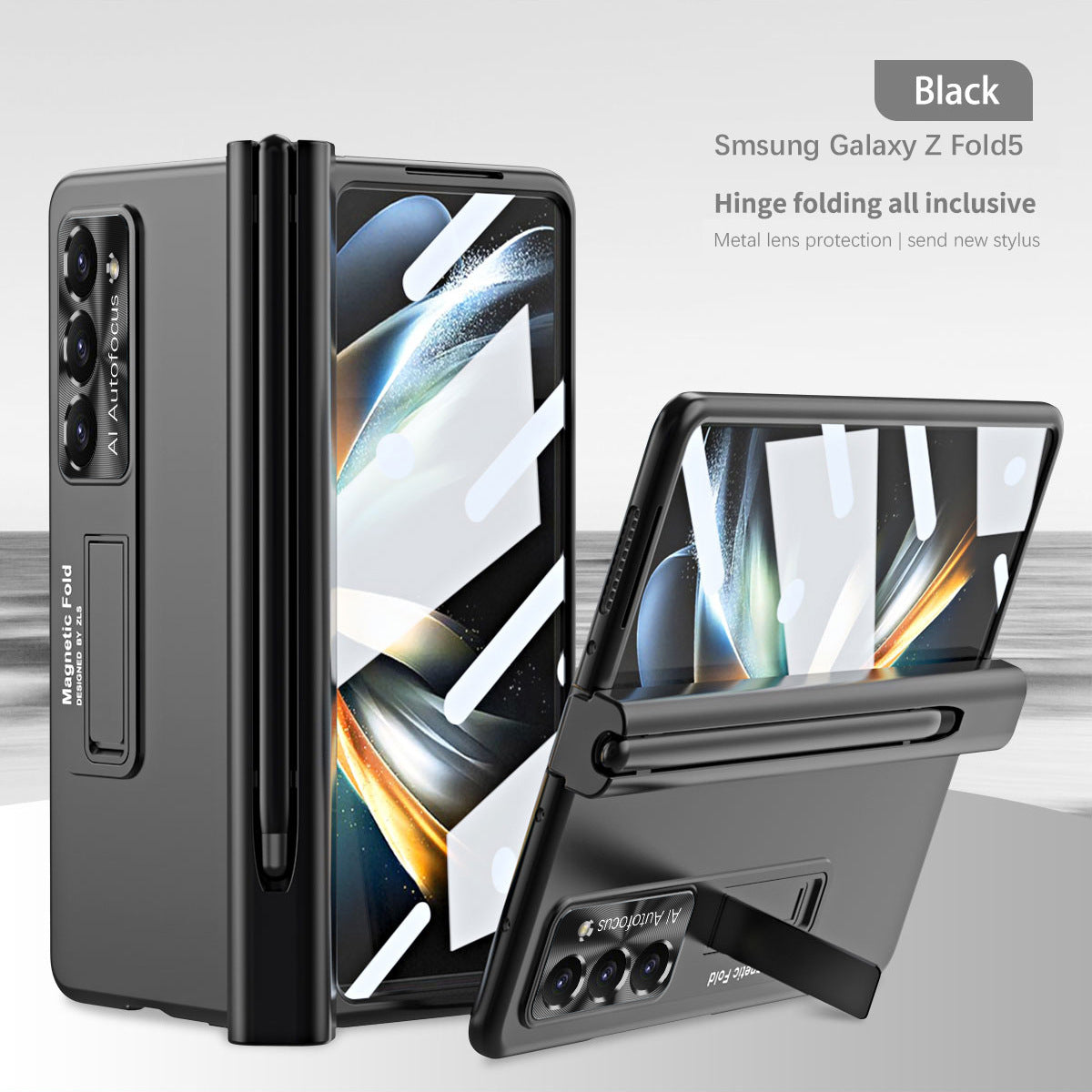 Magnetic Hinge Bracket Anti-fall Protective Phone Case With Stylus And Film For Samsung Galaxy Z Fold 5/4/3 - mycasety2023 Mycasety