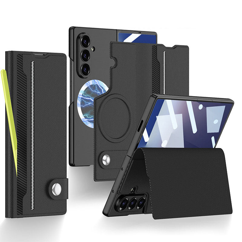 Magnetic Flip Leather Cover Card Holder Anti-Fall Shockproof Phone Case For Galaxy Z Fold 7/6/5