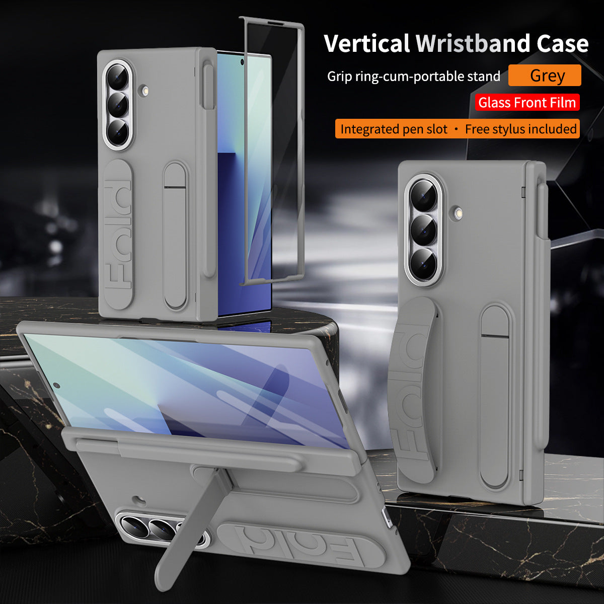 Hinge Pen Box Shockproof Phone Case With Screen Protector & Wristband Holder For Galaxy Z Fold 7/6/5/4/3