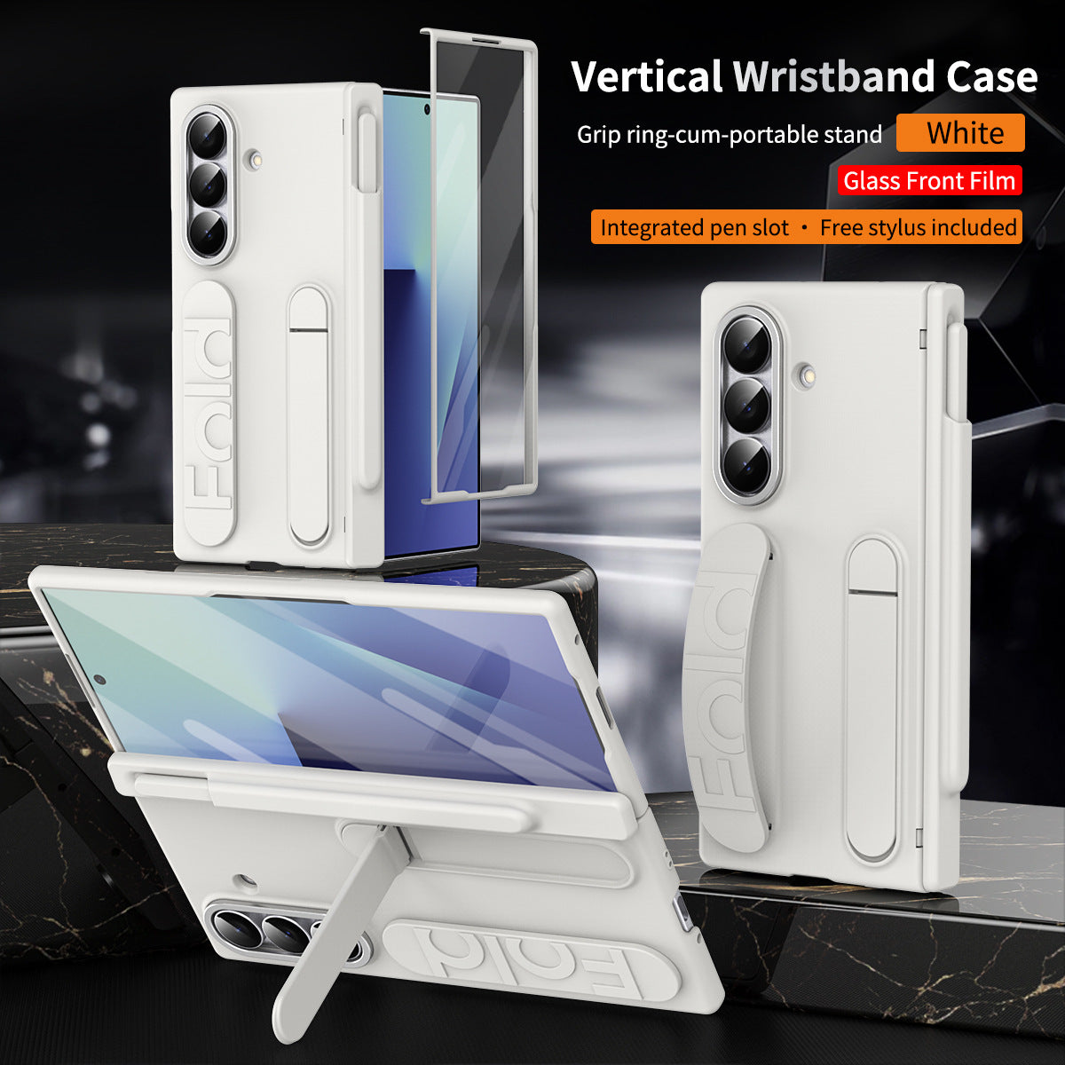 Hinge Pen Box Shockproof Phone Case With Screen Protector & Wristband Holder For Galaxy Z Fold 7/6/5/4/3