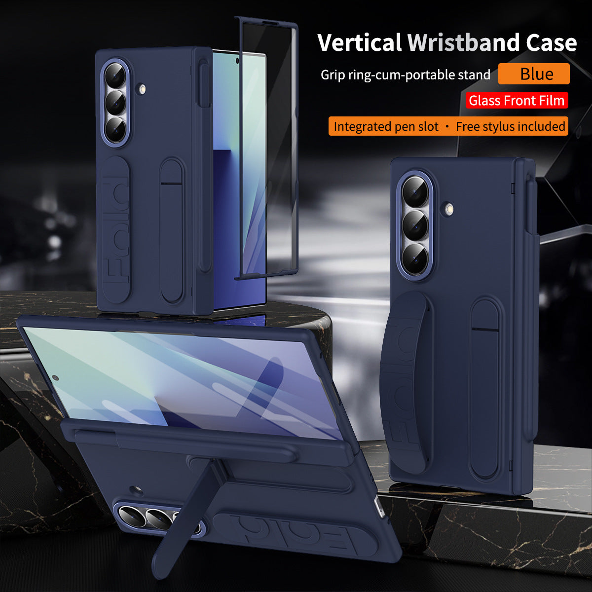 Hinge Pen Box Shockproof Phone Case With Screen Protector & Wristband Holder For Galaxy Z Fold 7/6/5/4/3
