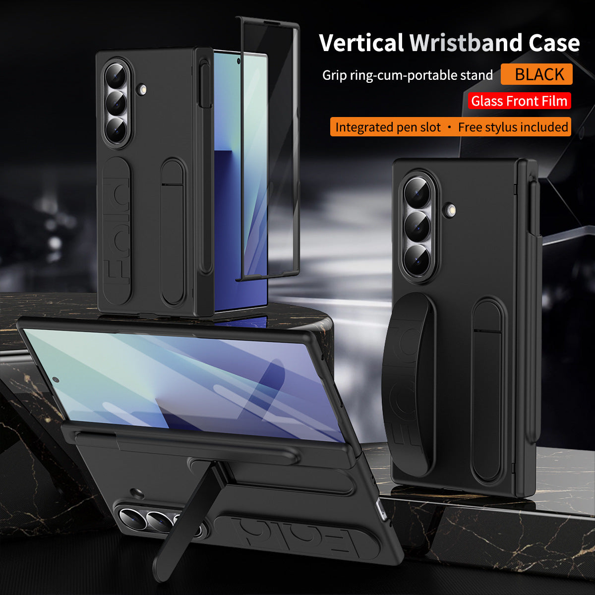 Hinge Pen Box Shockproof Phone Case With Screen Protector & Wristband Holder For Galaxy Z Fold 7/6/5/4/3