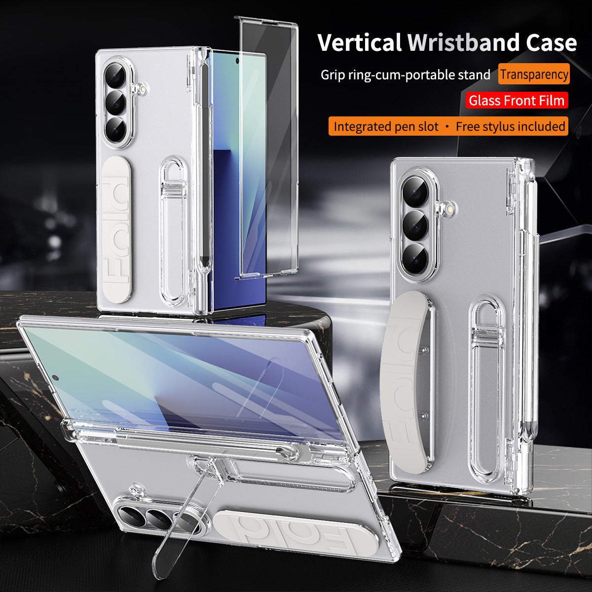 Hinge Pen Box Shockproof Phone Case With Screen Protector & Wristband Holder For Galaxy Z Fold 7/6/5/4/3