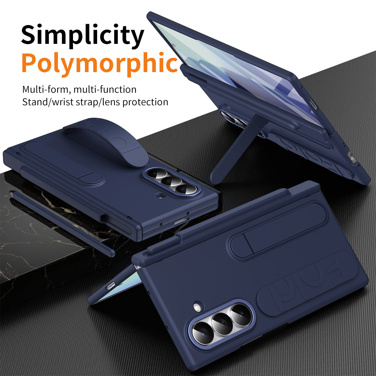 Hinge Pen Box Shockproof Phone Case With Screen Protector & Wristband Holder For Galaxy Z Fold 7/6/5/4/3