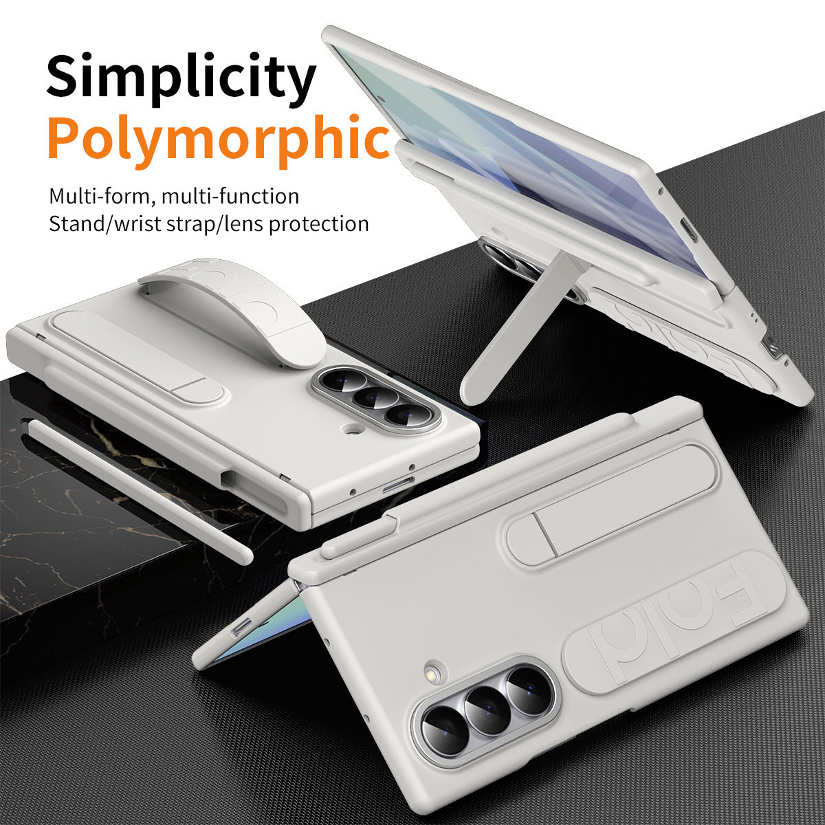 Hinge Pen Box Shockproof Phone Case With Screen Protector & Wristband Holder For Galaxy Z Fold 7/6/5/4/3