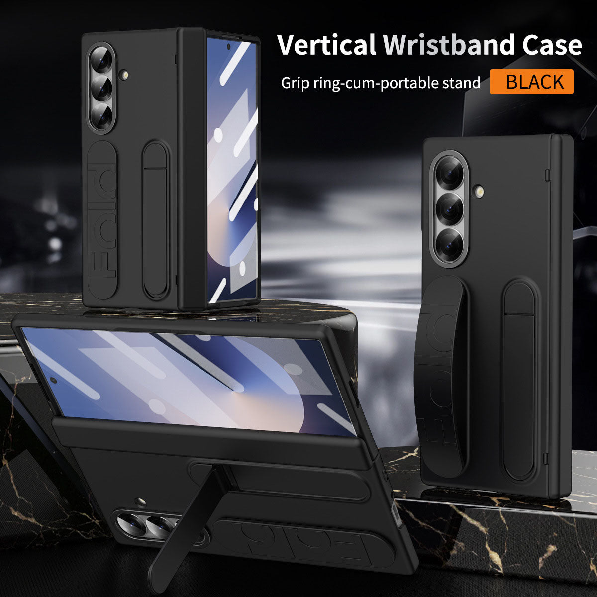 Wristband Holder Hinge Shockproof Phone Case With Screen Protector For Galaxy Z Fold 7/6/5/4/3