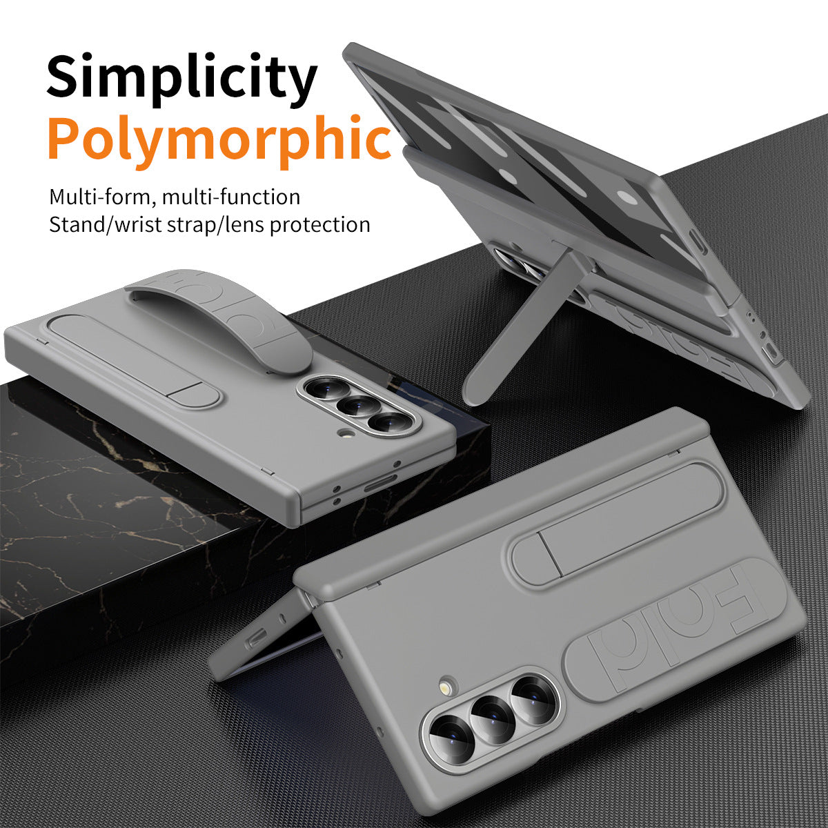 Wristband Holder Hinge Shockproof Phone Case With Screen Protector For Galaxy Z Fold 7/6/5/4/3