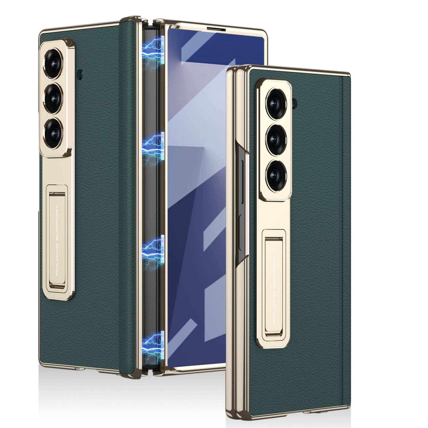 Magnetic Hinge Hidden Bracket All-included Leather Case With Back Screen Protector For Galaxy Z Fold 7/6/5