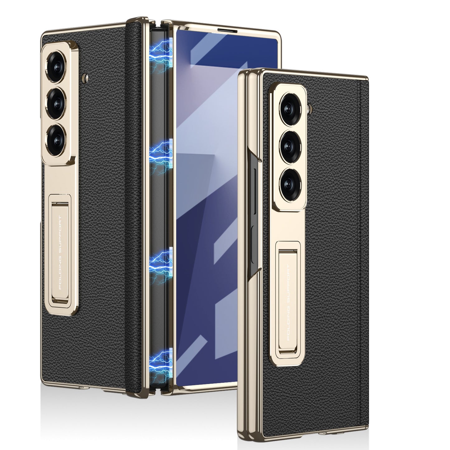 Magnetic Hinge Hidden Bracket All-included Leather Case With Back Screen Protector For Galaxy Z Fold 7/6/5