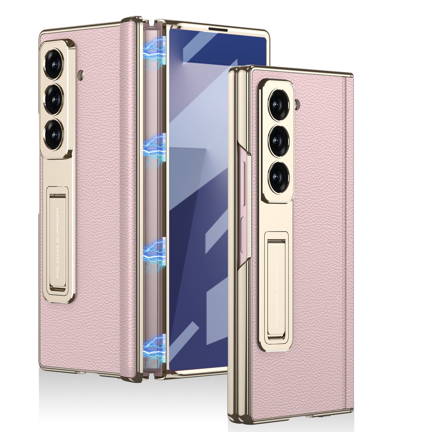 Magnetic Hinge Hidden Bracket All-included Leather Case With Back Screen Protector For Galaxy Z Fold 7/6/5