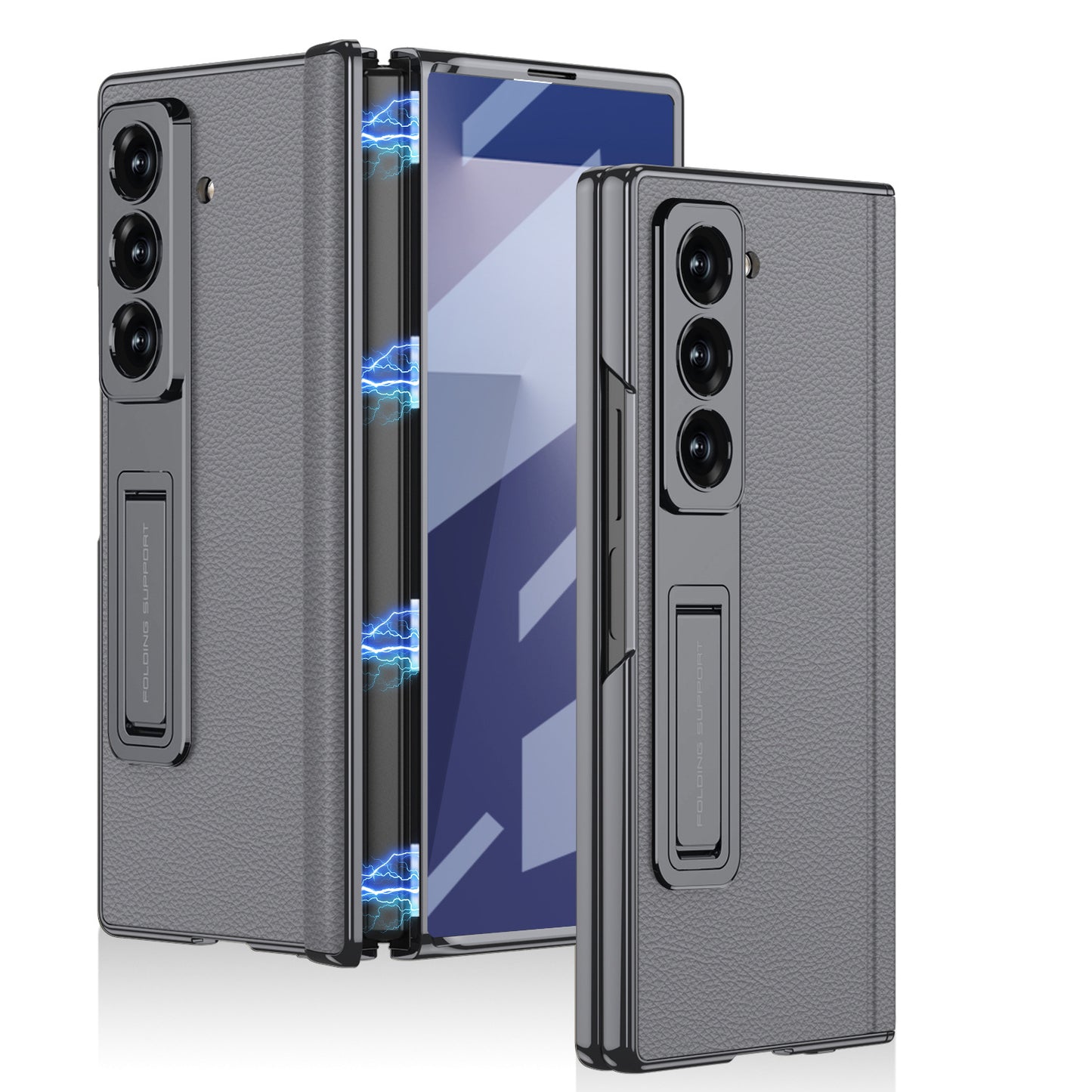 Magnetic Hinge Hidden Bracket All-included Leather Case With Back Screen Protector For Galaxy Z Fold 7/6/5