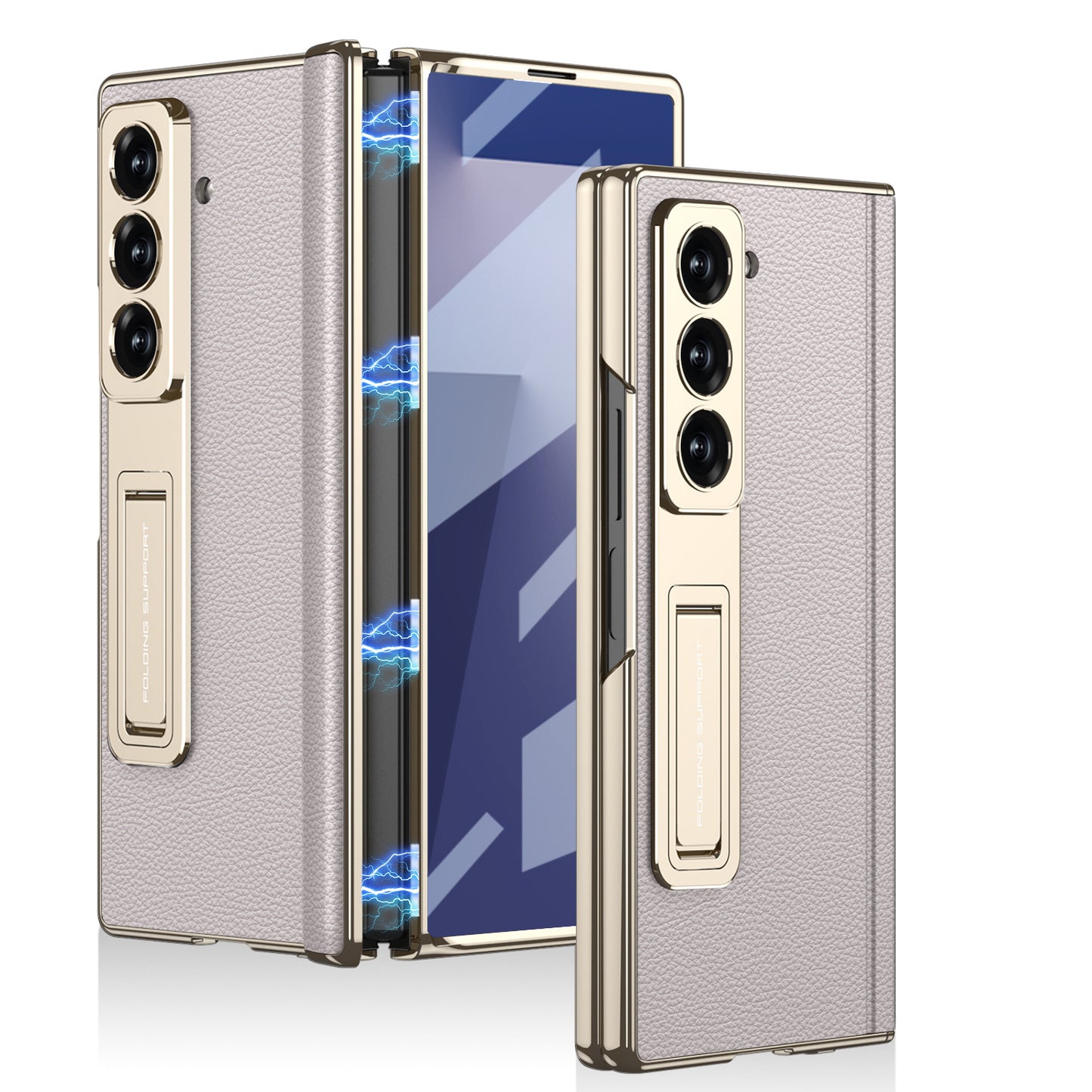 Magnetic Hinge Hidden Bracket All-included Leather Case With Back Screen Protector For Galaxy Z Fold 7/6/5