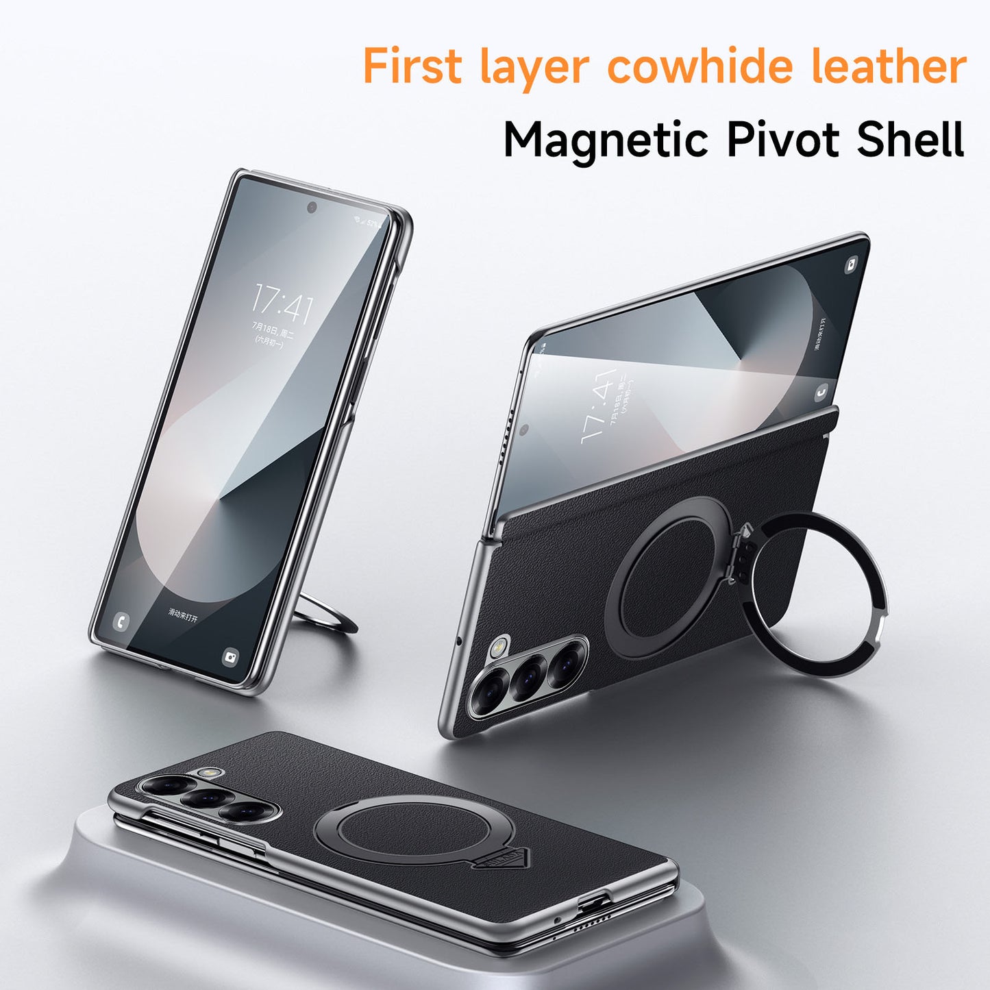 Luxurious Leather Phone Case With Magnetic Bracket For Galaxy Z Fold 7/6/5