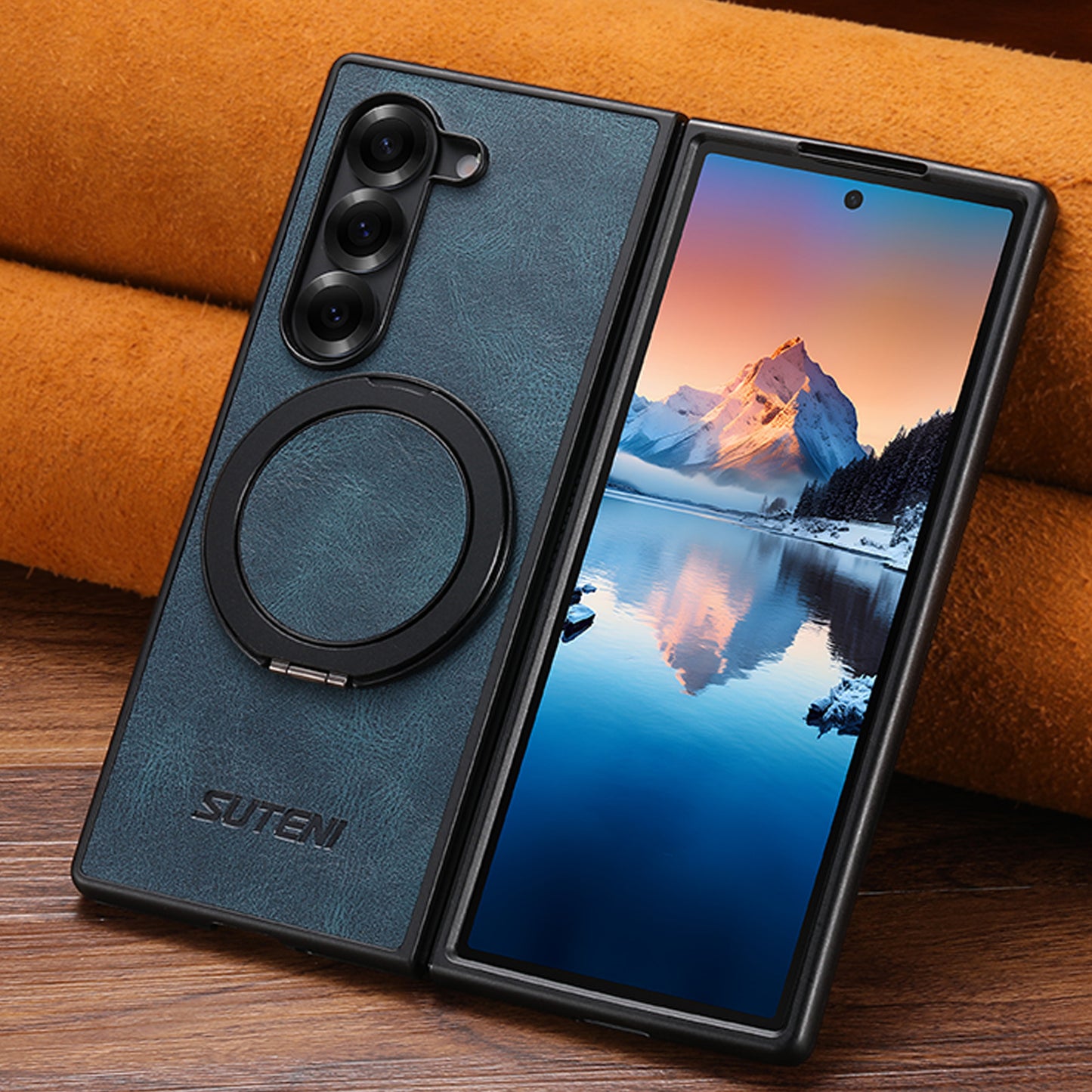 Leather Phone Case With Magnetic Bracket For Galaxy Z Fold 7/6/5