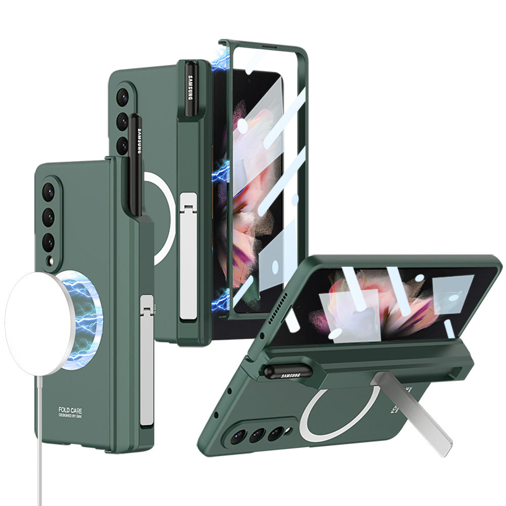 Magnetic Hinge Hidden Bracket All-included Case With Pen Box For Galaxy Z Fold 7/6/5/4/3