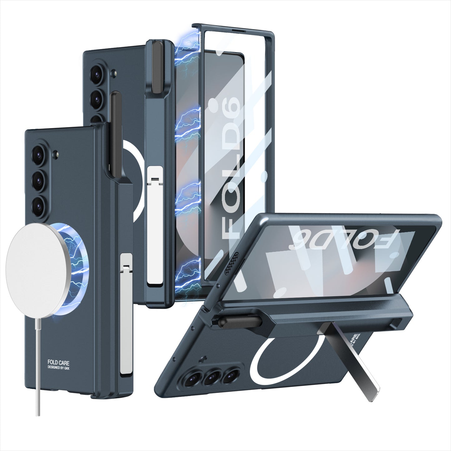 Magnetic Hinge Hidden Bracket All-included Case With Pen Box For Galaxy Z Fold 7/6/5/4/3