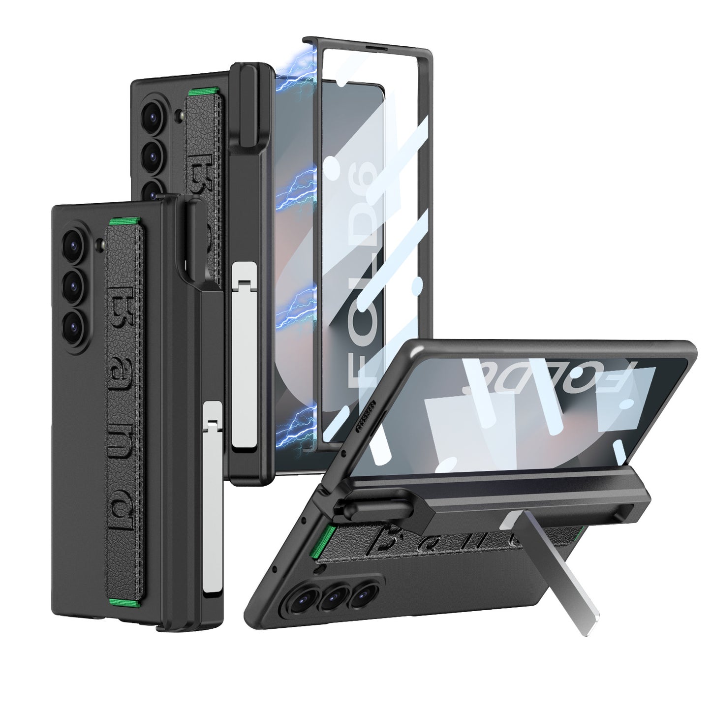 Magnetic Hinge All-included Case With Pen Box & Wristband For Galaxy Z Fold 7/6/5