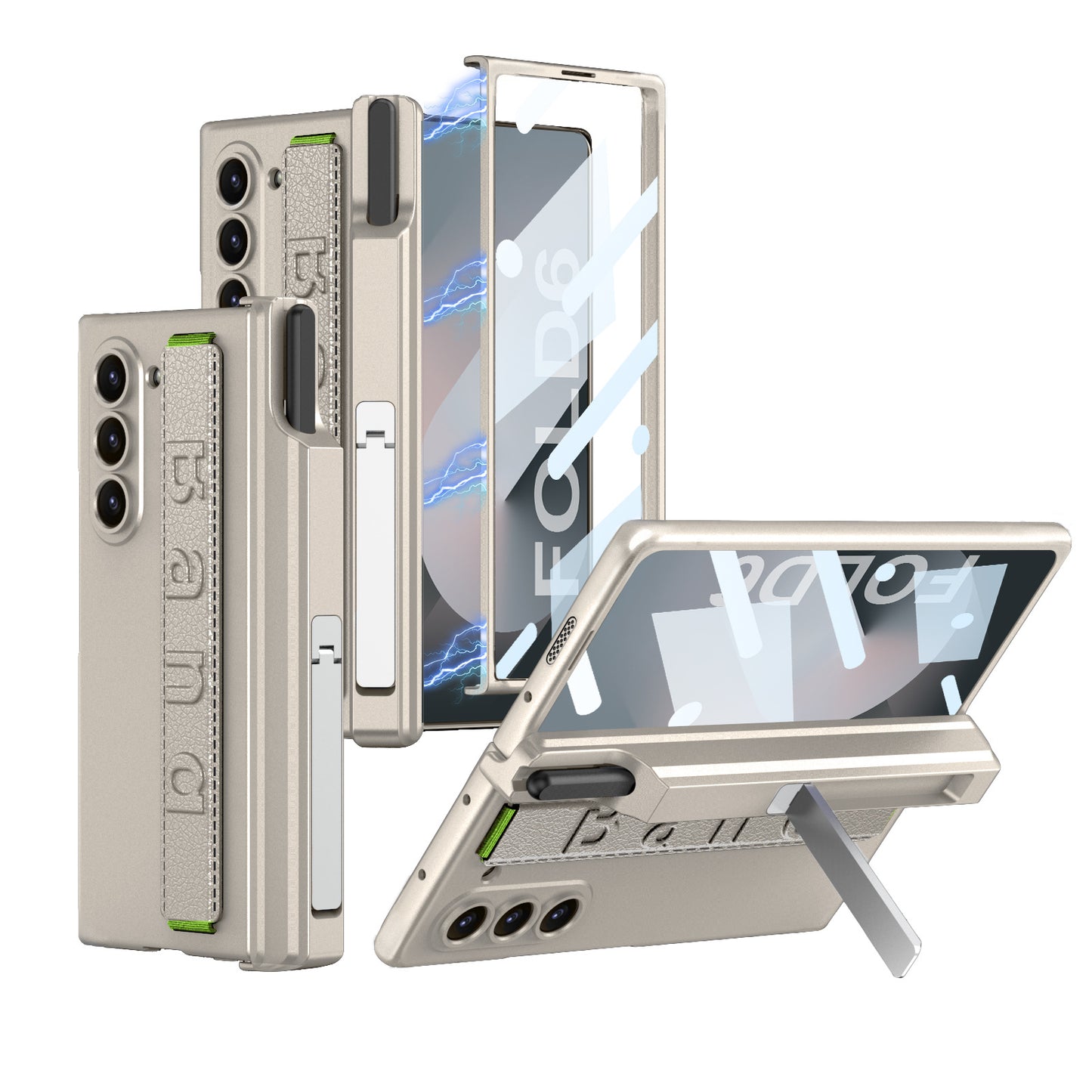 Magnetic Hinge All-included Case With Pen Box & Wristband For Galaxy Z Fold 7/6/5