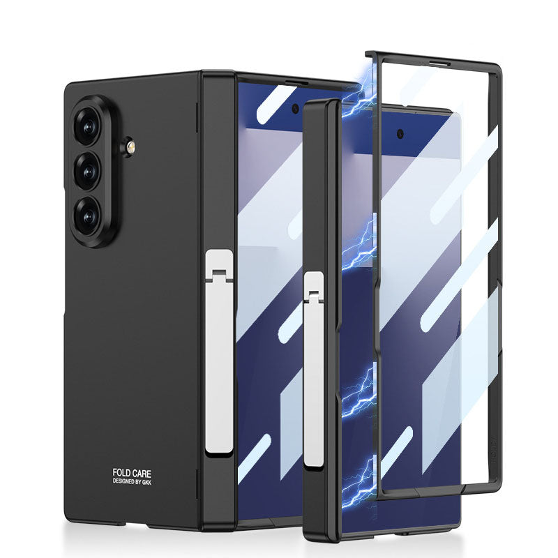 Business-style Magnetic Hinge Bracket Phone Case With Back Screen Film For Galaxy Z Fold 7
