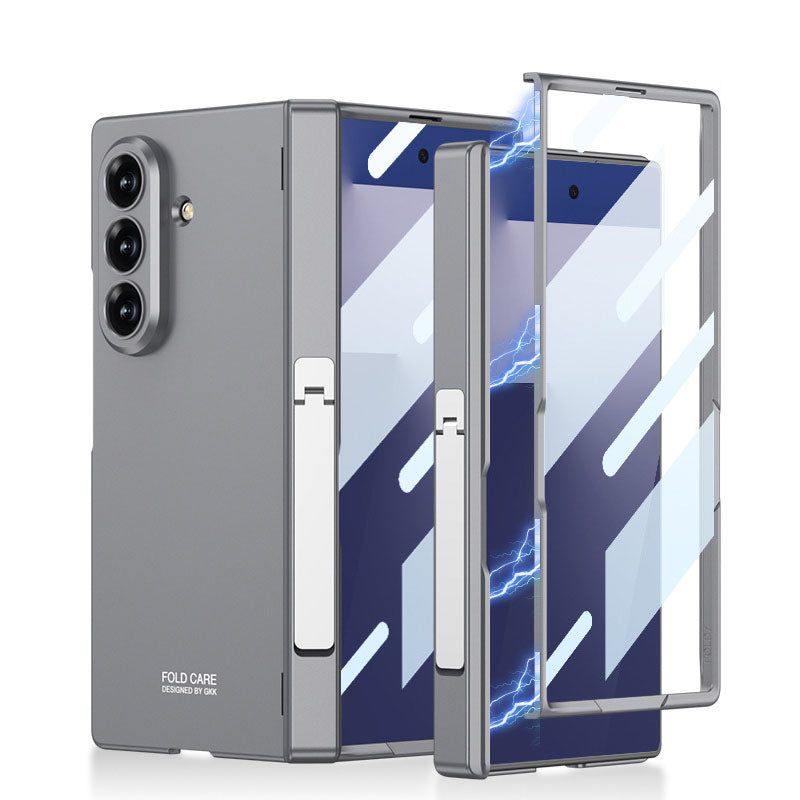 Business-style Magnetic Hinge Bracket Phone Case With Back Screen Film For Galaxy Z Fold 7