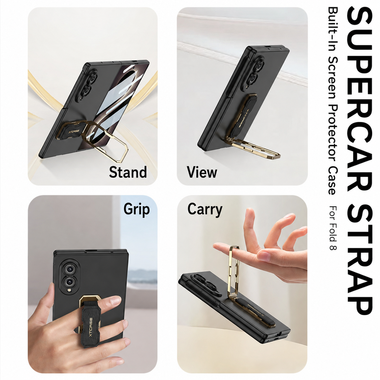 Galaxy Z Fold 8/7 Wide Ultra Fashion Phone Case with Built-In Tempered Glass & Wristband